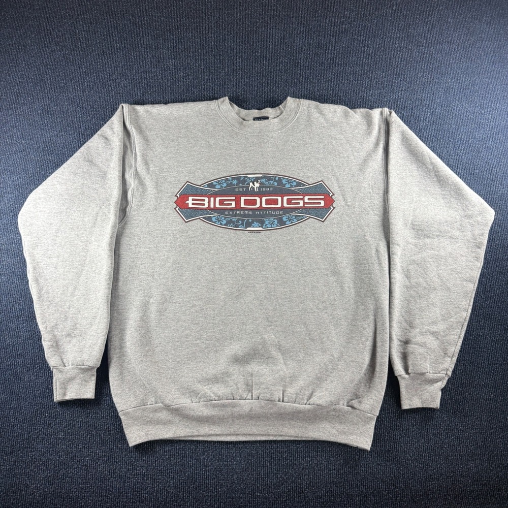 Big Dogs Graphic Sweatshirt Mens Medium Gray Hanes ComfortBlend Crewneck Fleece - Picture 1 of 8